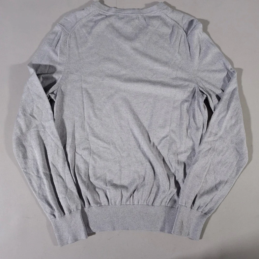 Banana Republic Sweater Mens M Gray Silk Cotton Cashmere Luxury Blend V-Neck